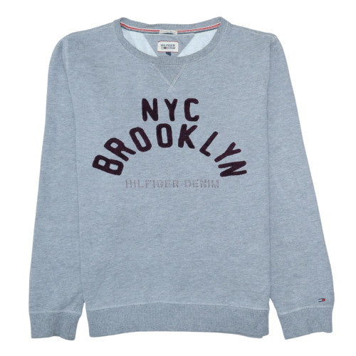 Hilfiger Denim Men's Grey Crew Neck Sweatshirt NYC Brooklyn M