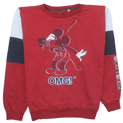 Disney Boys Red Mickey Mouse OMG Sweatshirt 16 Years Crew Neck Cotton