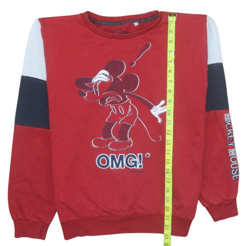 Disney Boys Red Mickey Mouse OMG Sweatshirt 16 Years Crew Neck Cotton