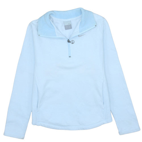 Nike Womens Blue Fleece 1/4 Zip Activewear Jacket Size M