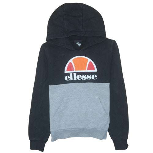 Ellesse Boys Black & Grey Pullover Hoodie 12-13 Years Colourblock Logo Style