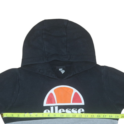 Ellesse Boys Black & Grey Pullover Hoodie 12-13 Years Colourblock Logo Style