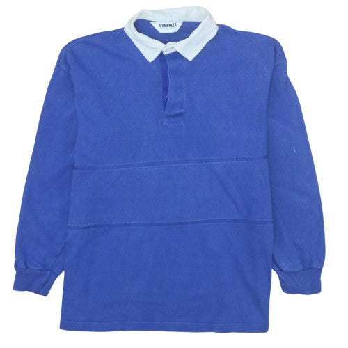Gymphlex Boys Blue Long Sleeve Cotton Rugby Polo Shirt Size L