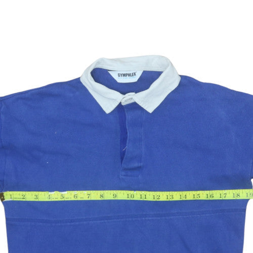 Gymphlex Boys Blue Long Sleeve Cotton Rugby Polo Shirt Size L