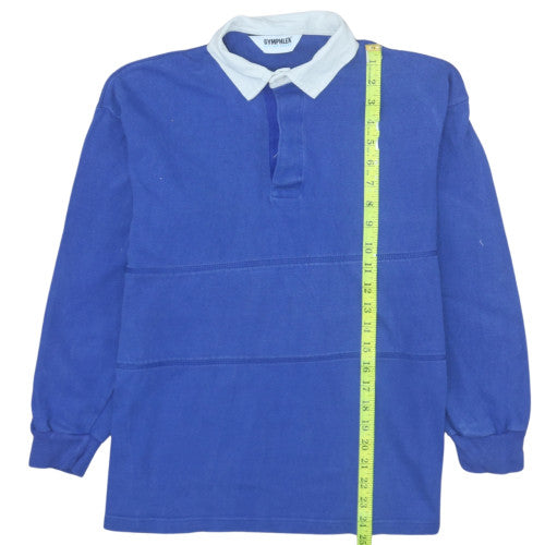 Gymphlex Boys Blue Long Sleeve Cotton Rugby Polo Shirt Size L