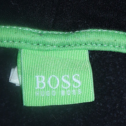 Hugo Boss Mens Black Pullover Hoodie Small Logo Fleece Sweatshirt