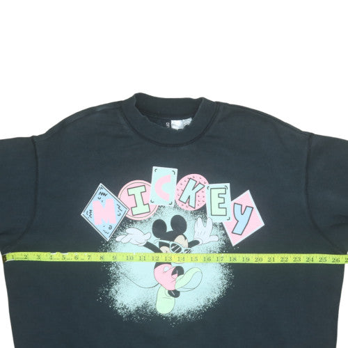 H&M Divided Disney Women Black L Pullover Sweatshirt Mickey Graphic