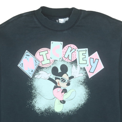 H&M Divided Disney Women Black L Pullover Sweatshirt Mickey Graphic
