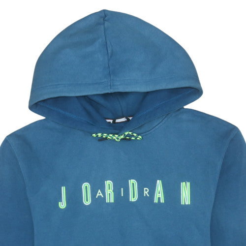 Jordan Men’s Blue Pullover Hoodie L Logo Graphic Fleece Sweatshirt