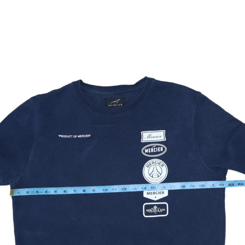 Mercier Mens Navy Blue Crew Neck Sweatshirt Size L Graphic Print