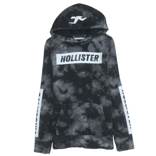 Hollister Mens Black Tie Dye Pullover Hoodie Size M Fleece Sweatshirt