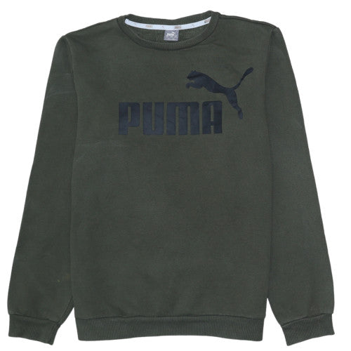 Puma Boys Green Crew Neck Sweatshirt Size 14 Years Fleece Logo Pullover