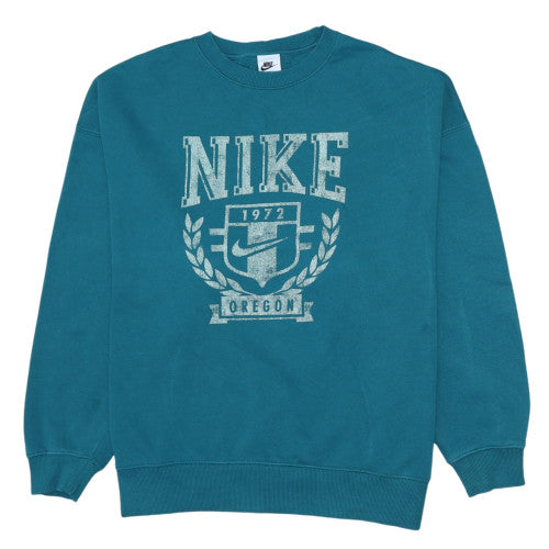 Nike Womens Teal Graphic Crew Neck Pullover Sweatshirt XS