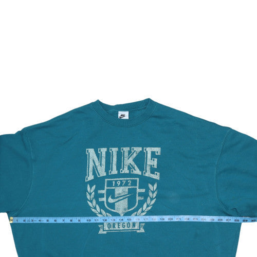 Nike Womens Teal Graphic Crew Neck Pullover Sweatshirt XS