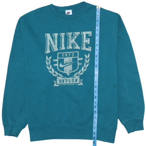 Nike Womens Teal Graphic Crew Neck Pullover Sweatshirt XS