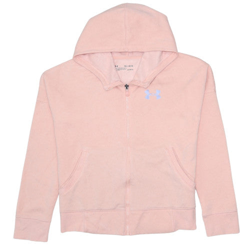 Under Armour Girls Pink Full Zip Hoodie YXL Size 158-170 ColdGear Fleece