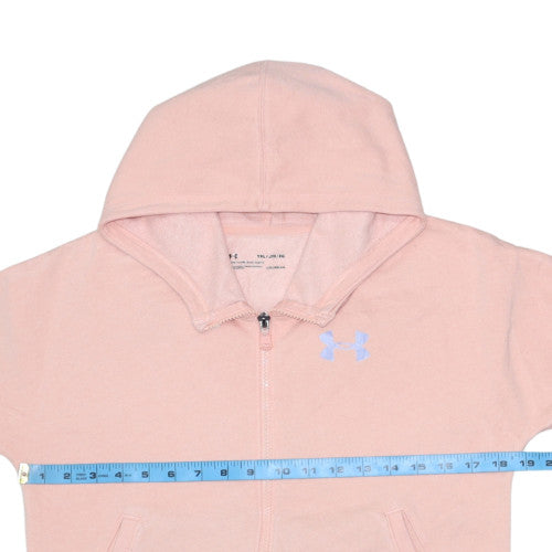 Under Armour Girls Pink Full Zip Hoodie YXL Size 158-170 ColdGear Fleece