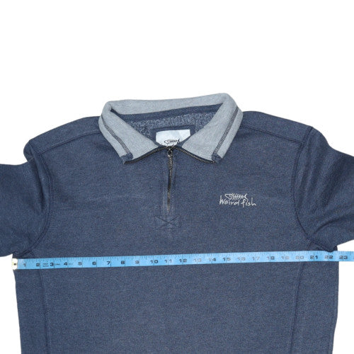 Weird Fish Men's Blue Collared 1/2 Zip Sweatshirt Size M