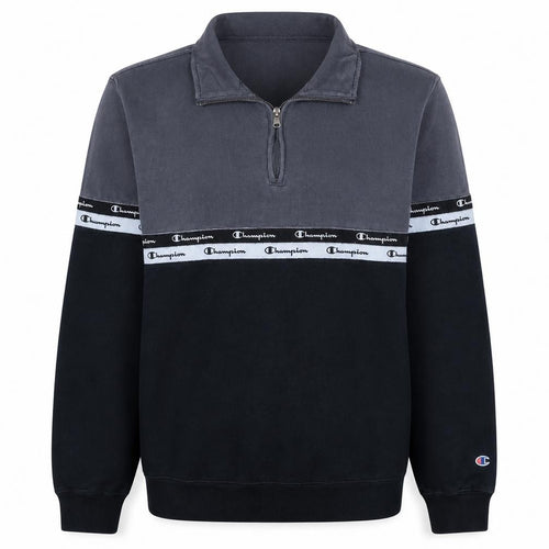 Champion Men's Grey Black 1/4 Zip Fleece Sweatshirt XL