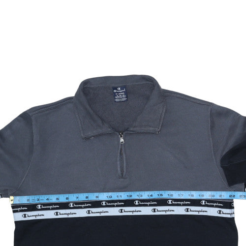 Champion Men's Grey Black 1/4 Zip Fleece Sweatshirt XL