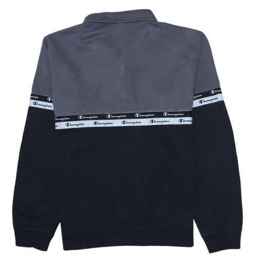 Champion Men's Grey Black 1/4 Zip Fleece Sweatshirt XL