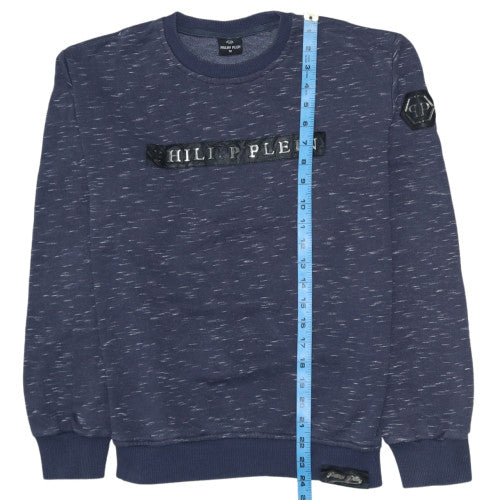 Philipp Plein Men's Blue Logo Crew Neck Pullover Sweatshirt M