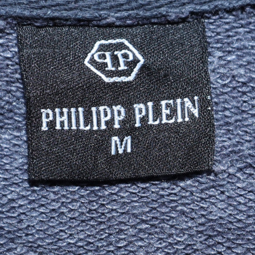 Philipp Plein Men's Blue Logo Crew Neck Pullover Sweatshirt M