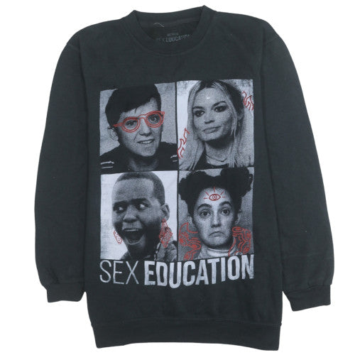Netflix Sex Education Black Graphic Sweatshirt Women L Cotton Blend