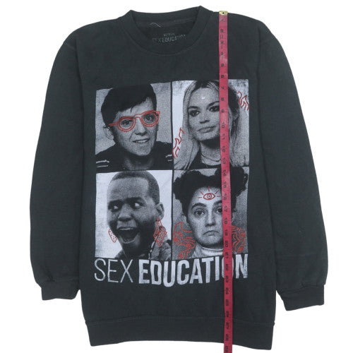 Netflix Sex Education Black Graphic Sweatshirt Women L Cotton Blend