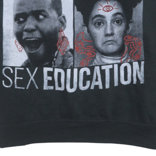 Netflix Sex Education Black Graphic Sweatshirt Women L Cotton Blend