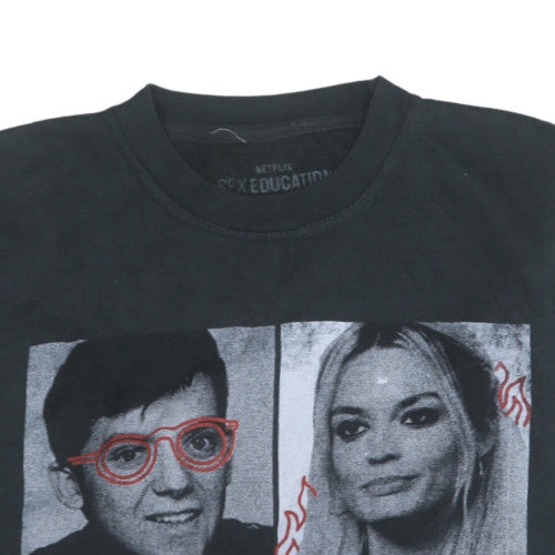 Netflix Sex Education Black Graphic Sweatshirt Women L Cotton Blend