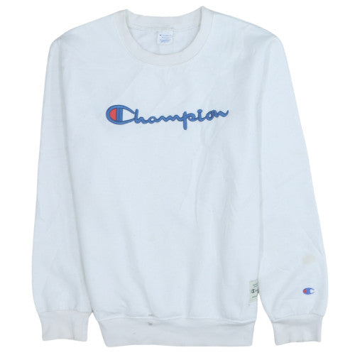 Champion Womens White Medium Crew Neck Pullover Sweatshirt