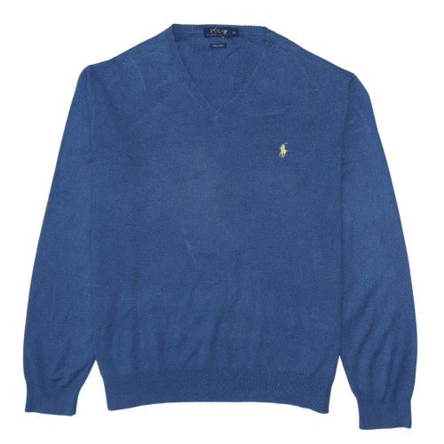 Polo Ralph Lauren Men's Blue XL V-Neck Cashmere Jumper