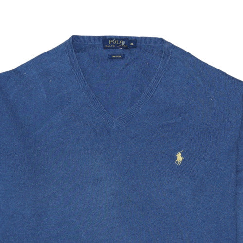 Polo Ralph Lauren Men's Blue XL V-Neck Cashmere Jumper