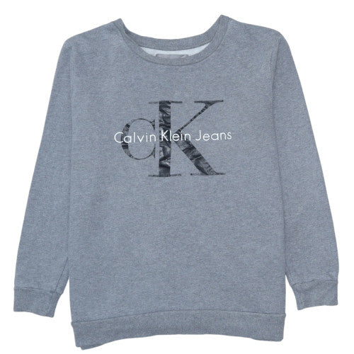 Calvin Klein Jeans Womens Grey Cotton Pullover Sweatshirt M
