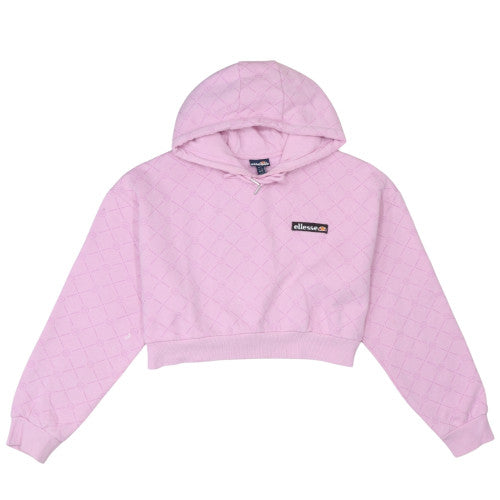 Ellesse Womens Pink Quilted Cropped Pullover Hoodie UK12