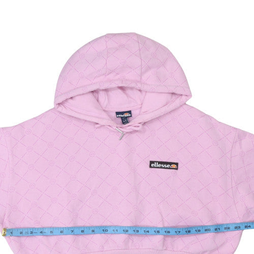 Ellesse Womens Pink Quilted Cropped Pullover Hoodie UK12