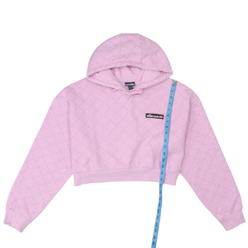 Ellesse Womens Pink Quilted Cropped Pullover Hoodie UK12