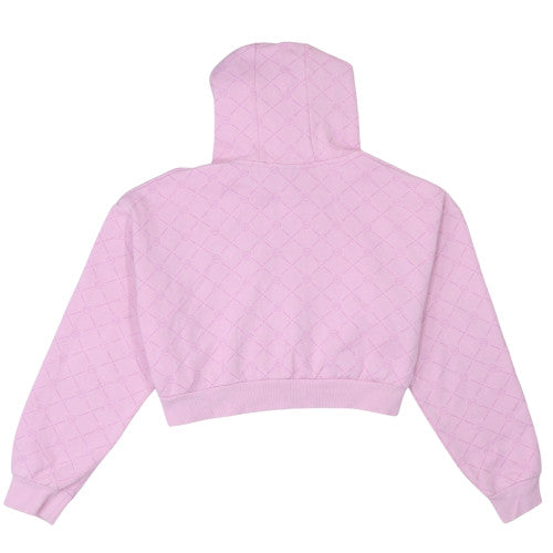 Ellesse Womens Pink Quilted Cropped Pullover Hoodie UK12