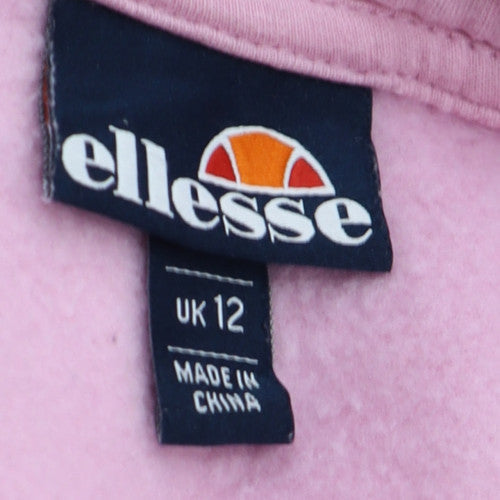Ellesse Womens Pink Quilted Cropped Pullover Hoodie UK12
