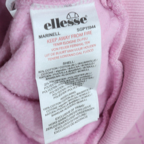 Ellesse Womens Pink Quilted Cropped Pullover Hoodie UK12