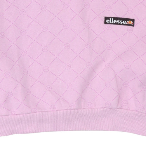 Ellesse Womens Pink Quilted Cropped Pullover Hoodie UK12