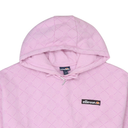 Ellesse Womens Pink Quilted Cropped Pullover Hoodie UK12