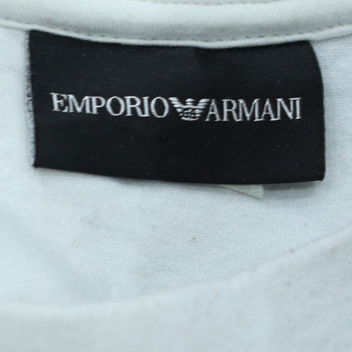 Emporio Armani Men's White Logo Crew Neck Pullover Sweatshirt L