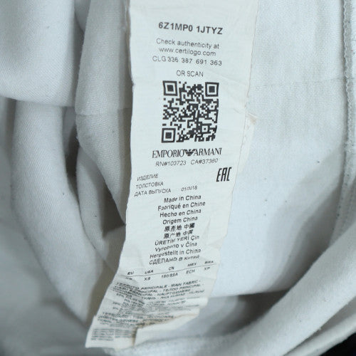 Emporio Armani Men's White Logo Crew Neck Pullover Sweatshirt L