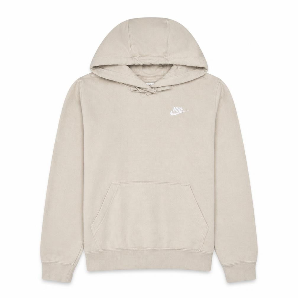 Front view of Nike Women's Beige Pullover Hoodie Small Cotton Blend Hooded Sweatshirt