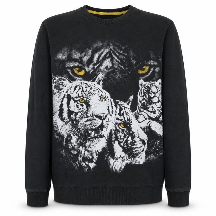 Topman Men's Black Tiger Graphic Sweatshirt L Regular Fit