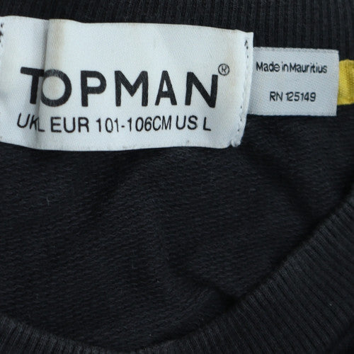 Topman Men's Black Tiger Graphic Sweatshirt L Regular Fit