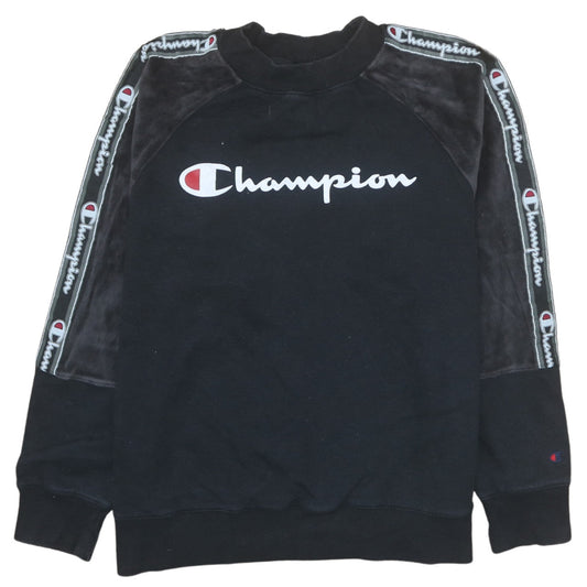 Champion Womens Black Medium Pullover Sweatshirt with Logo Trim