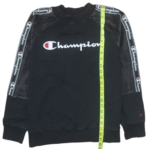 Champion Womens Black Medium Pullover Sweatshirt with Logo Trim